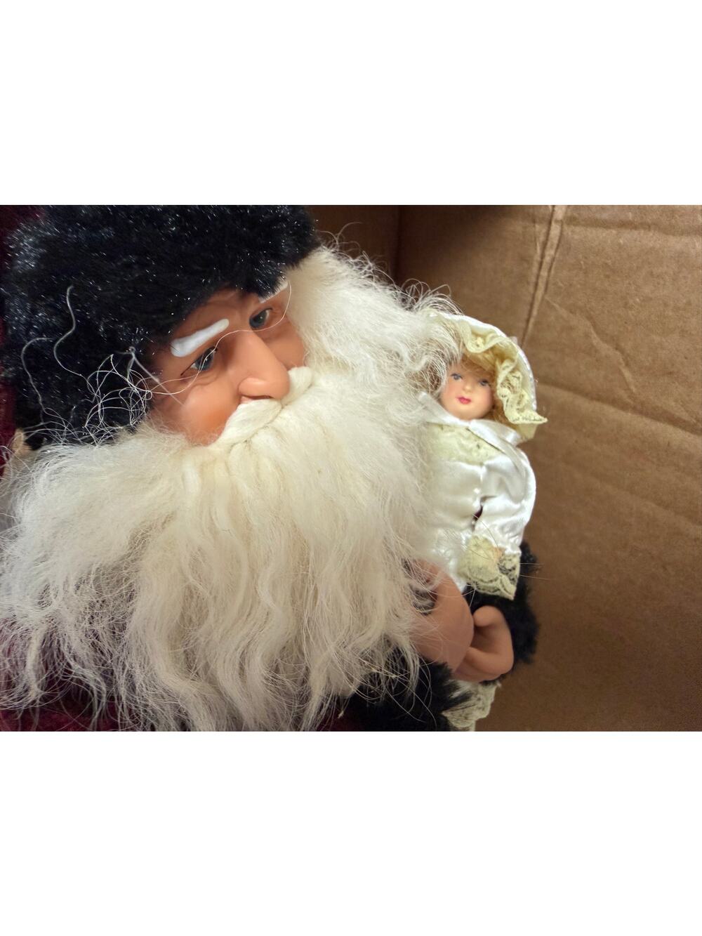 Handcrafted 15 inch Santa’s Workshop Santa Figure with child with original box!